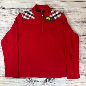 Tommy Hilfiger Red Quarter-Zip Sweater for Women XL NWT